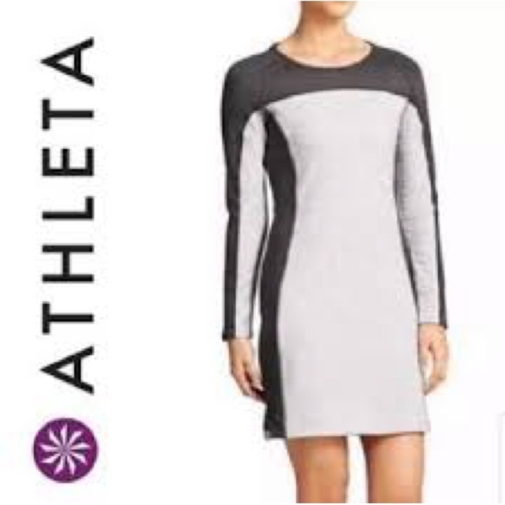 Athleta Omega Gray Raglan Long Sleeve Dress